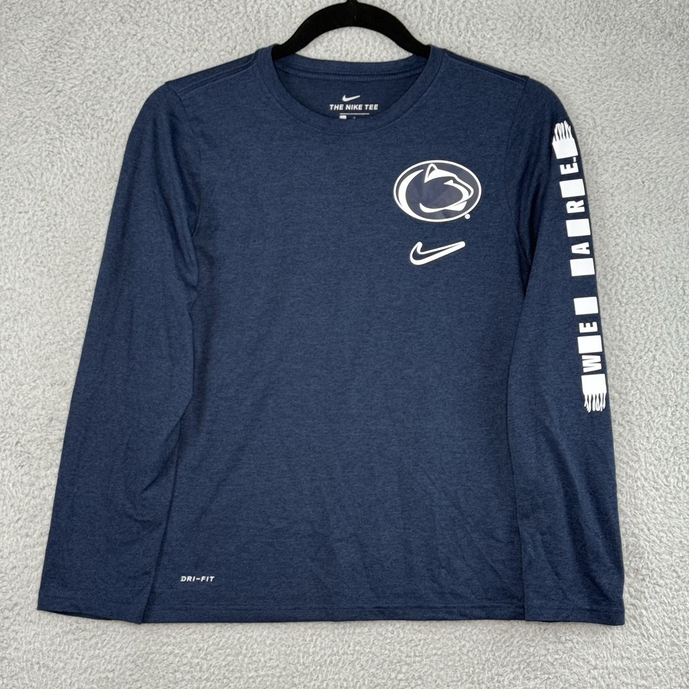Penn State The Nike Tee Dri-Fit Long Sleeve Shirt Boys Size L Athletic Cut Logo
